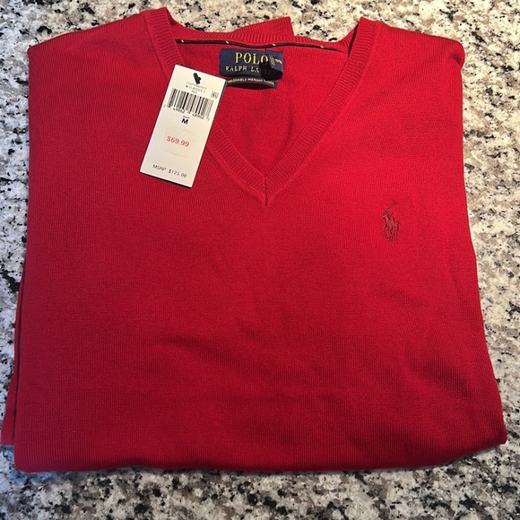 Ralph Lauren Collection - Wool Red V-neck Sweater - Picture 5 of 6